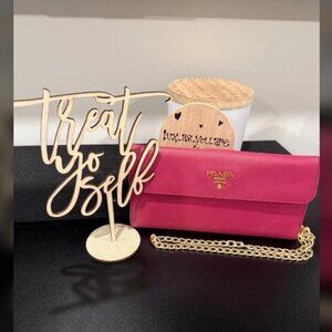 *EUC* PRADA, Saffiano Leather Long Wallet, Fuschia/Dark Pink